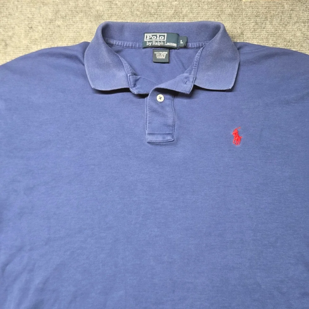 Polo Ralph Lauren Mens Blue Short Sleeve Cotton Polo Shirt Red Pony Logo Large